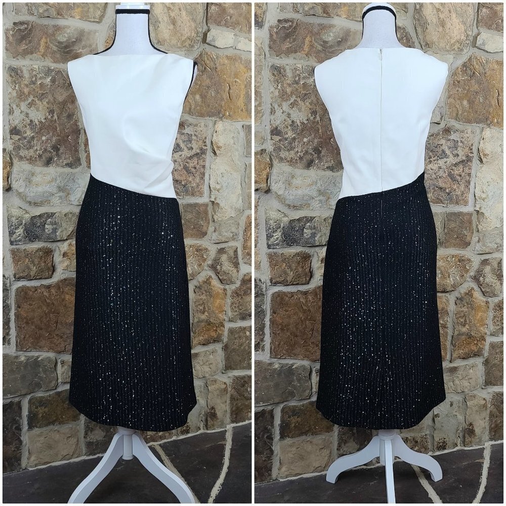 NWT St John 12 Colorblock Tuxedo Cocktail Dress - Picture 2 of 11